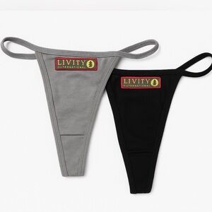 Livity Livi-G Thong 2-Pack size L Hemp Organic Cotton Gray/Black– New(F82)✨